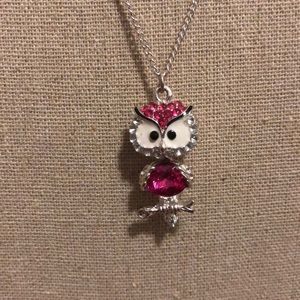 Pink owl necklace